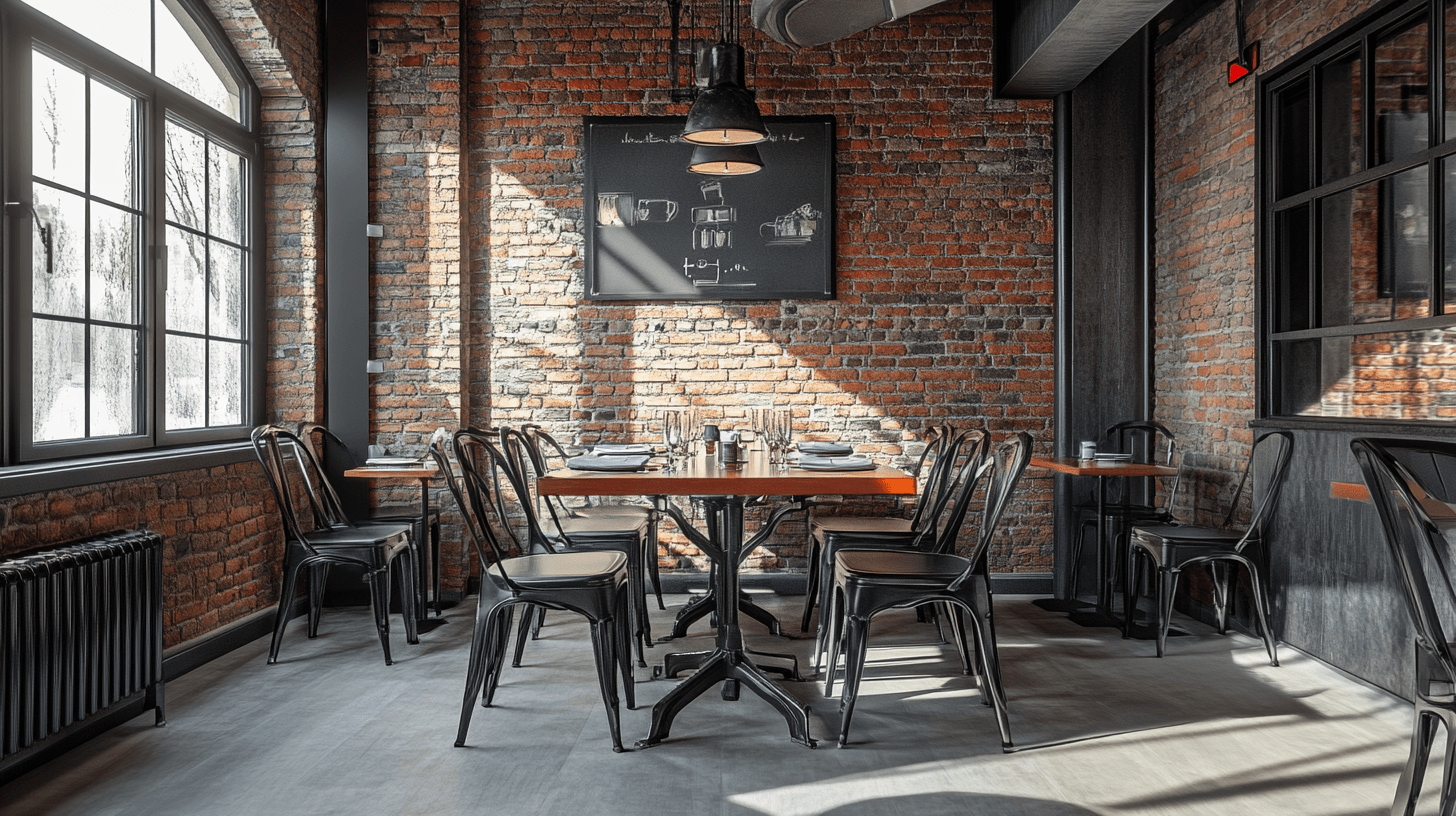 Ambiance urbaine dans la salle à manger industrielle