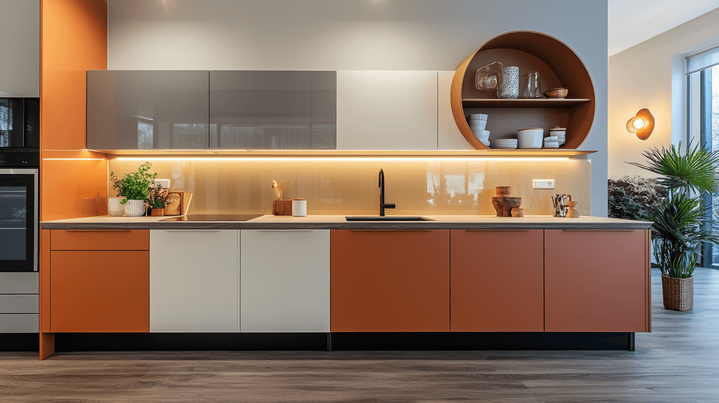 Concepts de couleur pour la cuisine : Ainsi, la zone de cuisson devient un point fort