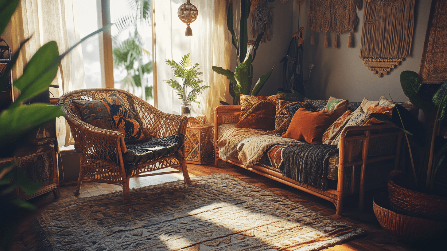 Boho Tropical : Motifs tropicaux et matériaux naturels en harmonie