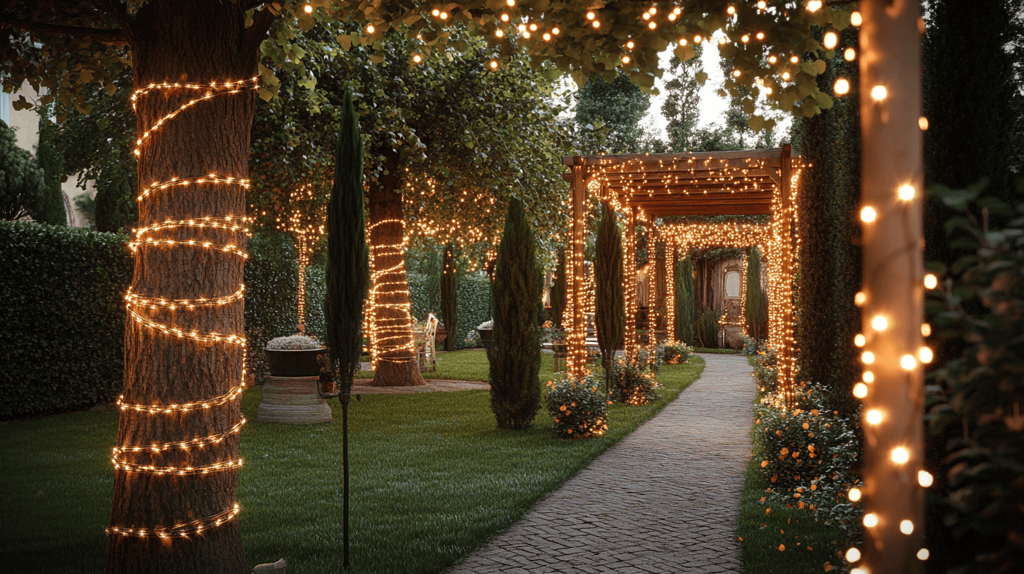 Utilisations créatives des guirlandes lumineuses dans le jardin