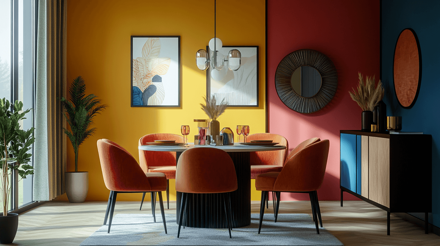 Couleurs vives dans la salle à manger : énergie et joie de vivre lors des repas