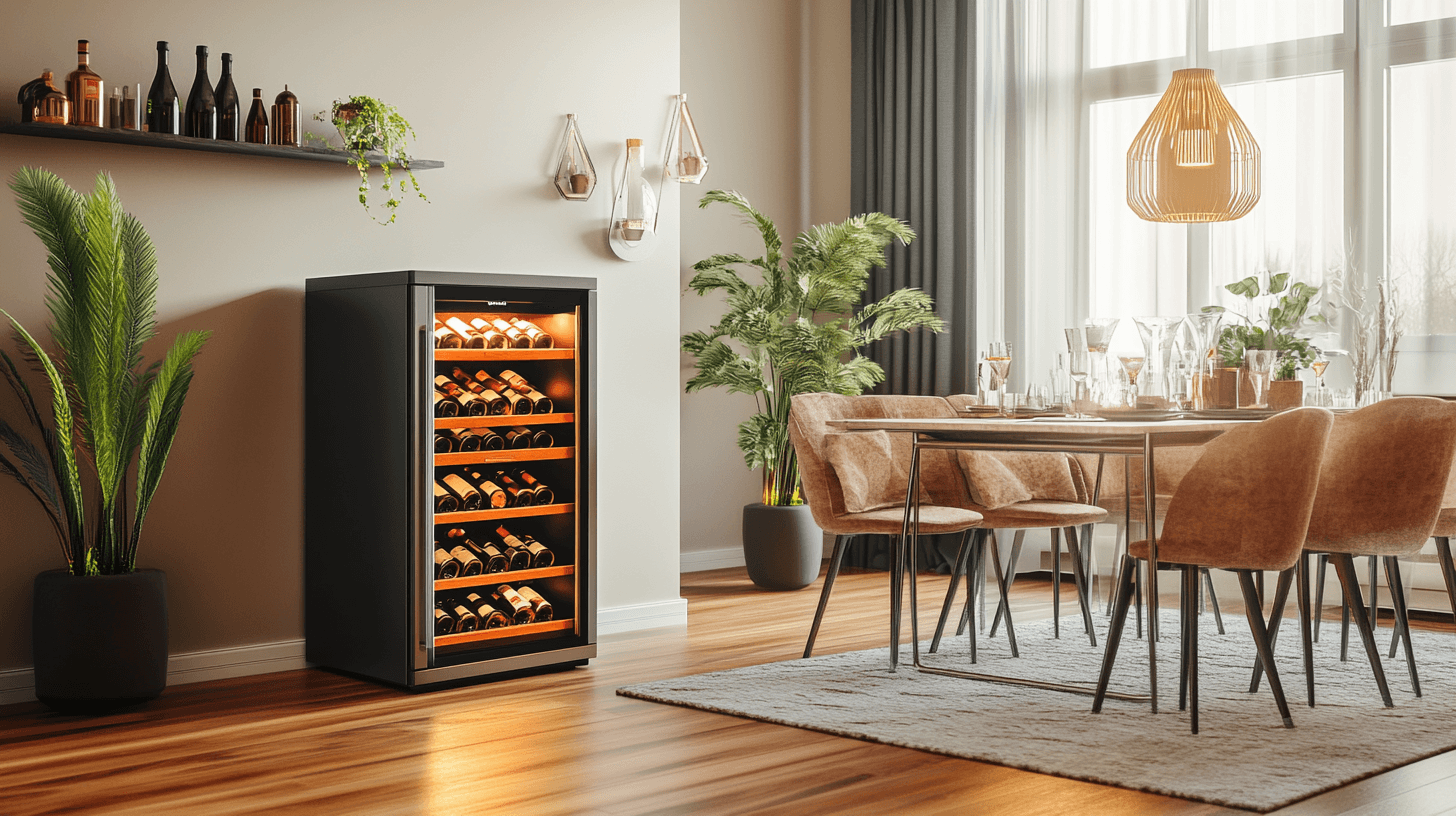 Idées de design pour une salle à manger avec un réfrigérateur à vin