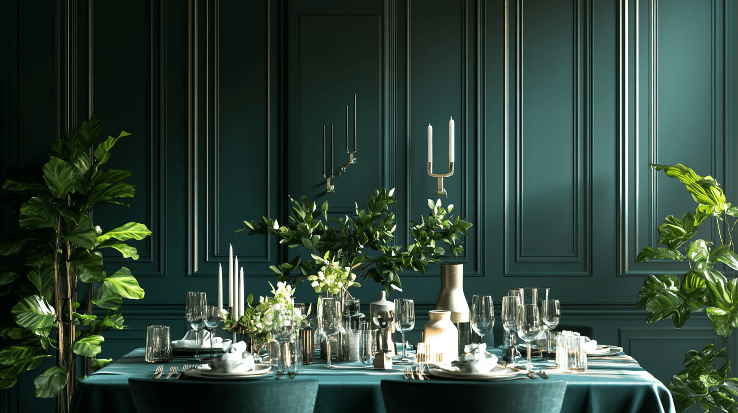 Décoration en vert foncé : Accents naturels pour votre salle à manger