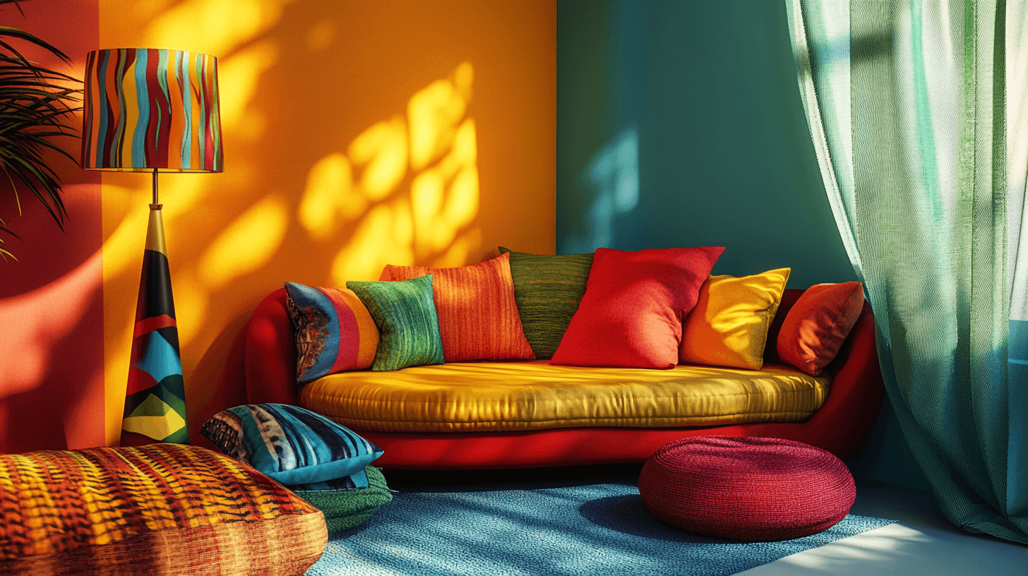Meubles et accessoires aux couleurs vives