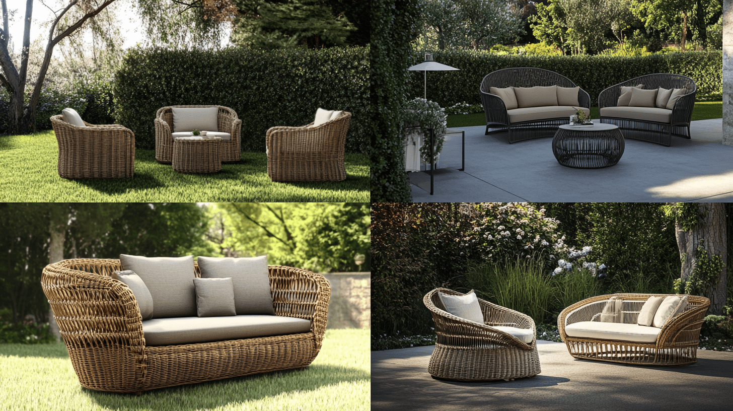 Variantes de style et possibilités de combinaison de meubles de jardin en rotin