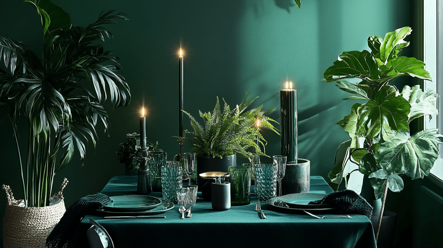 Décoration en vert profond : Élégance naturelle