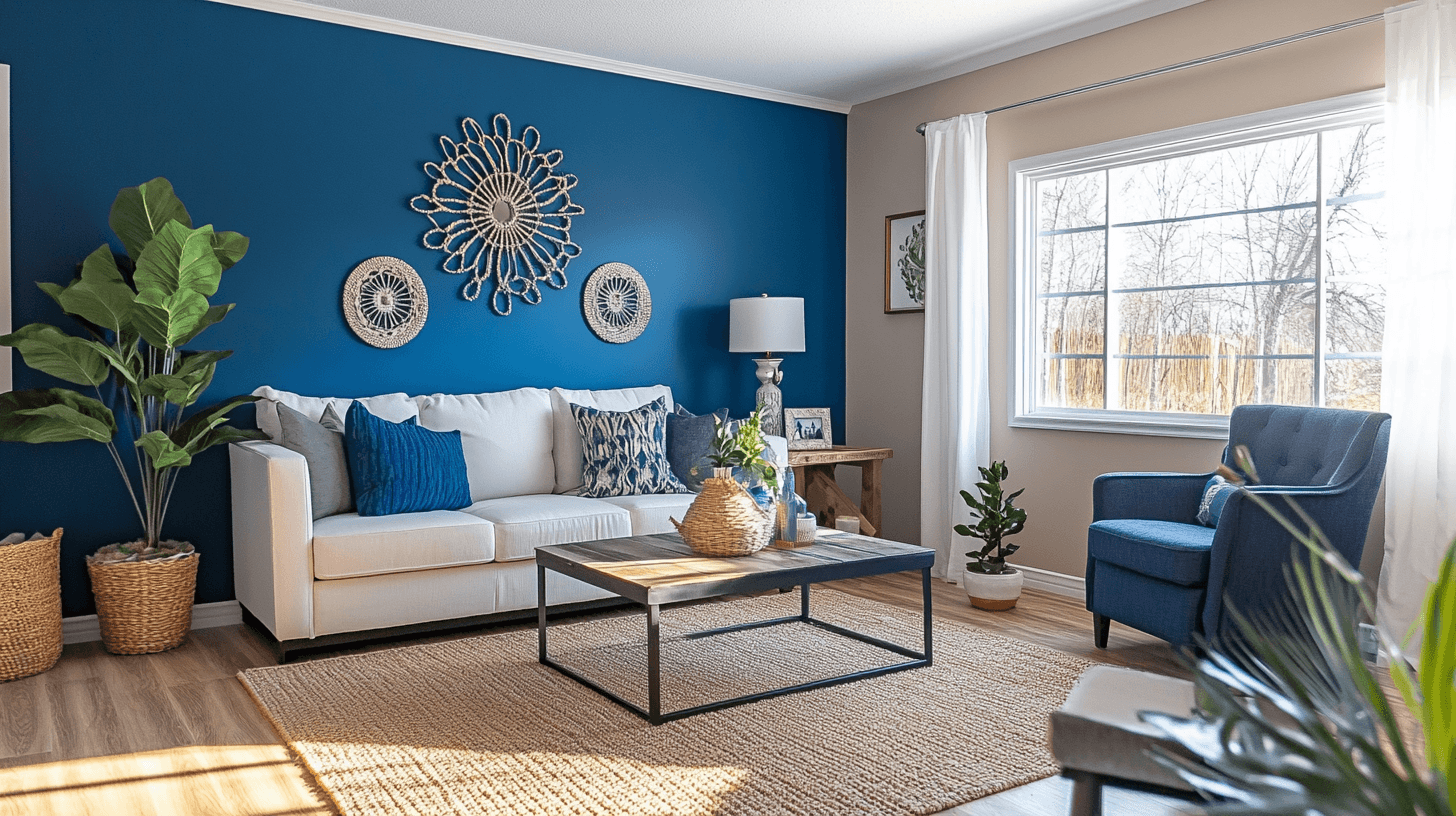 Bleu marine comme couleur d'accent : Profond et apaisant dans l'espace de vie