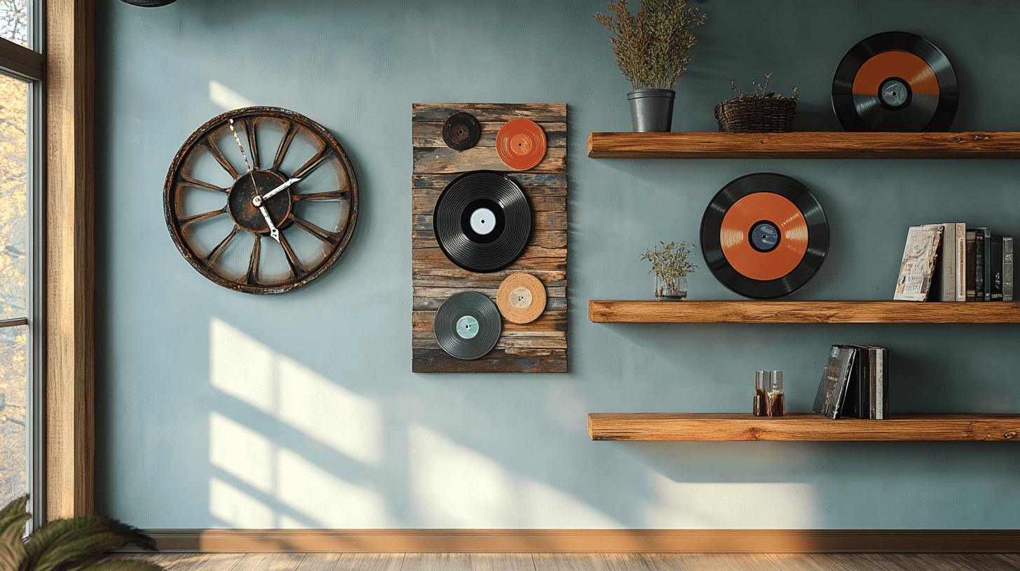 Conception murale créative avec des éléments d'upcycling