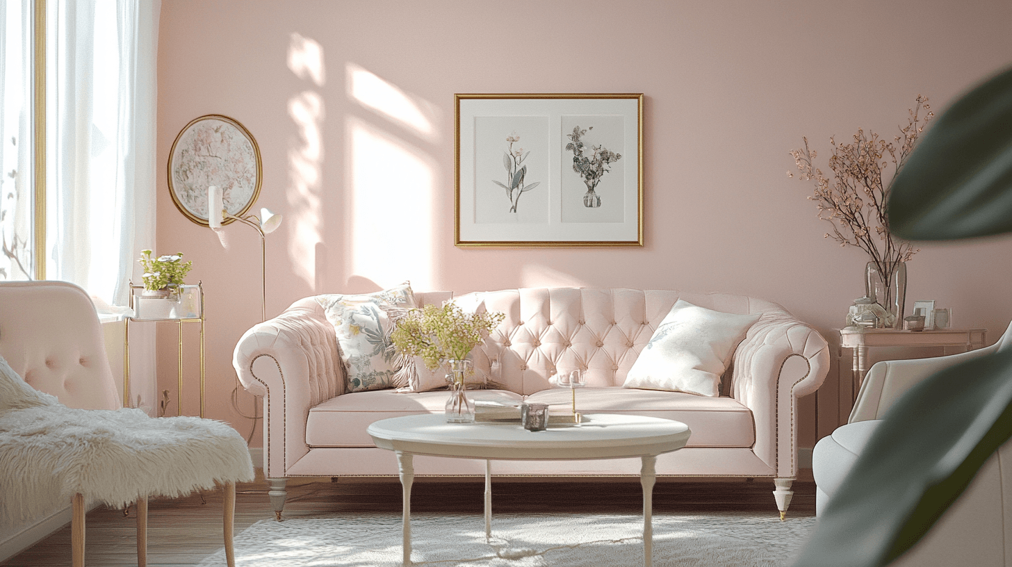 Rose douce dans le salon : Élégance féminine