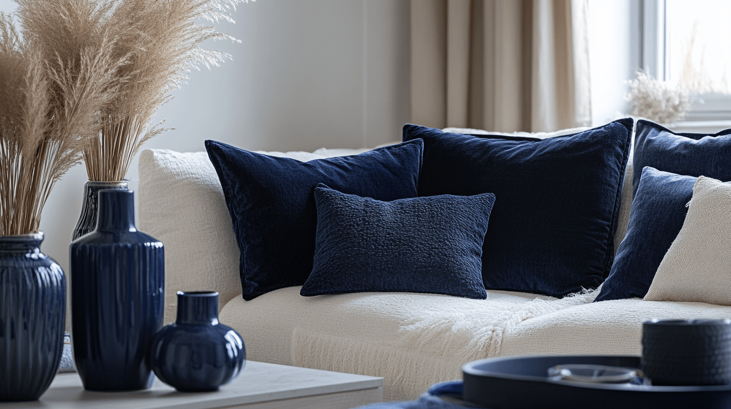 Accents décoratifs en bleu foncé : Petits détails avec un grand impact