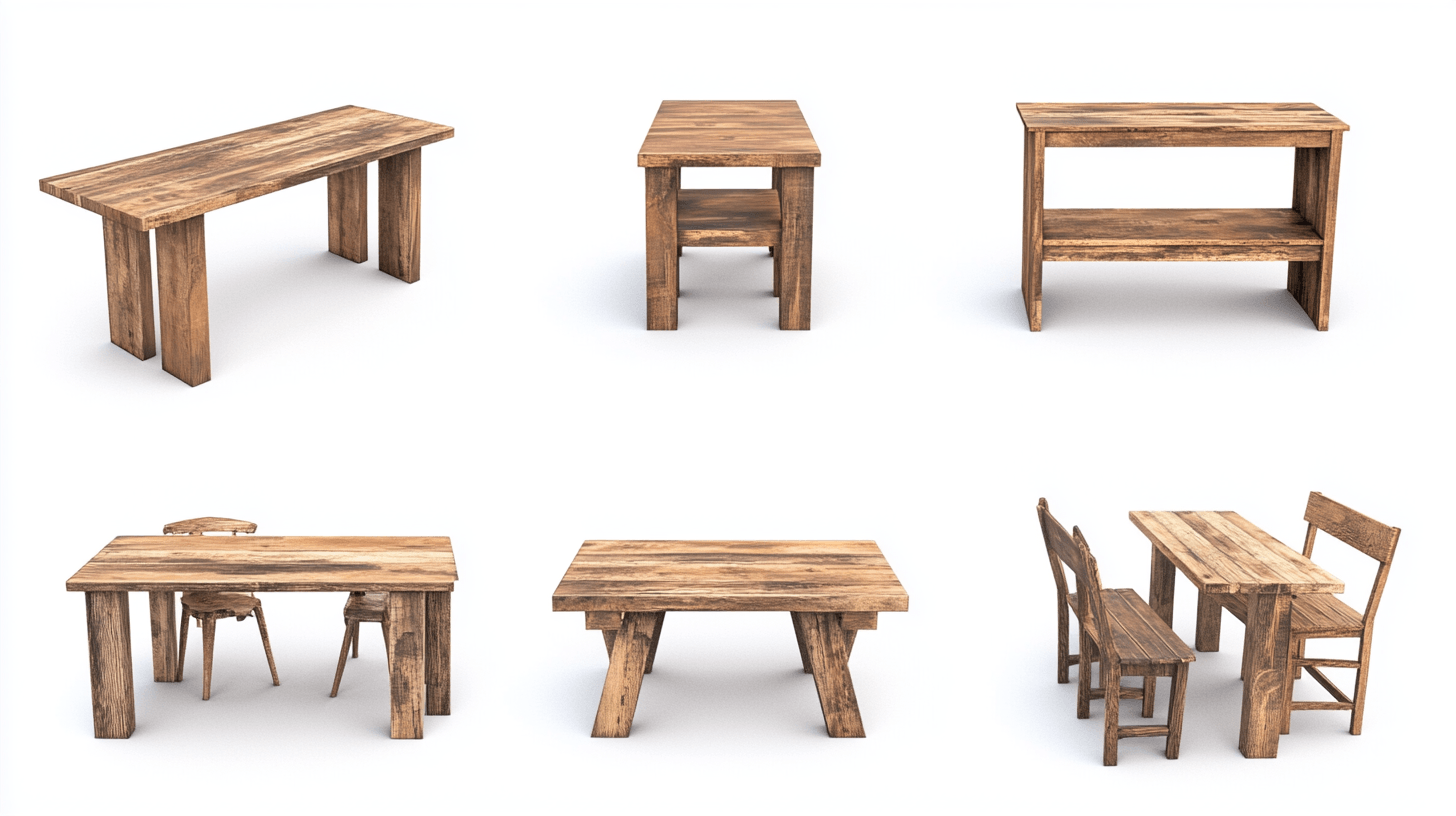 Bois ancien dans différentes catégories de meubles