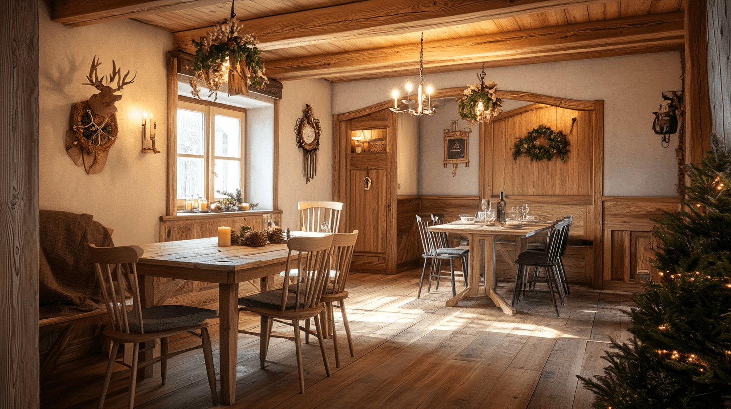 Salle à manger de style maison de campagne : allier confort et nature