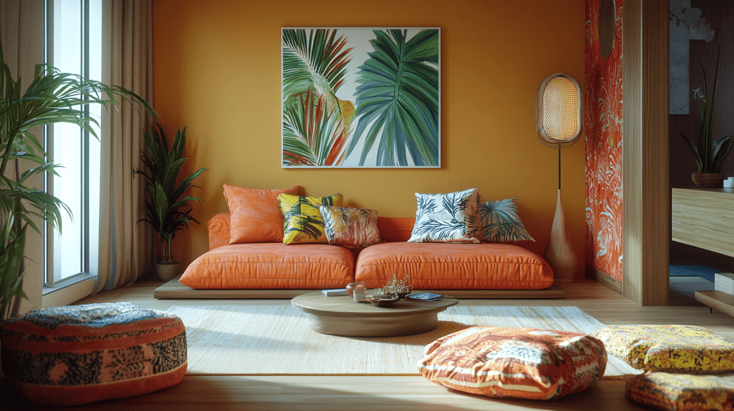 Palettes de couleurs et textiles dans le style Tropical Modern