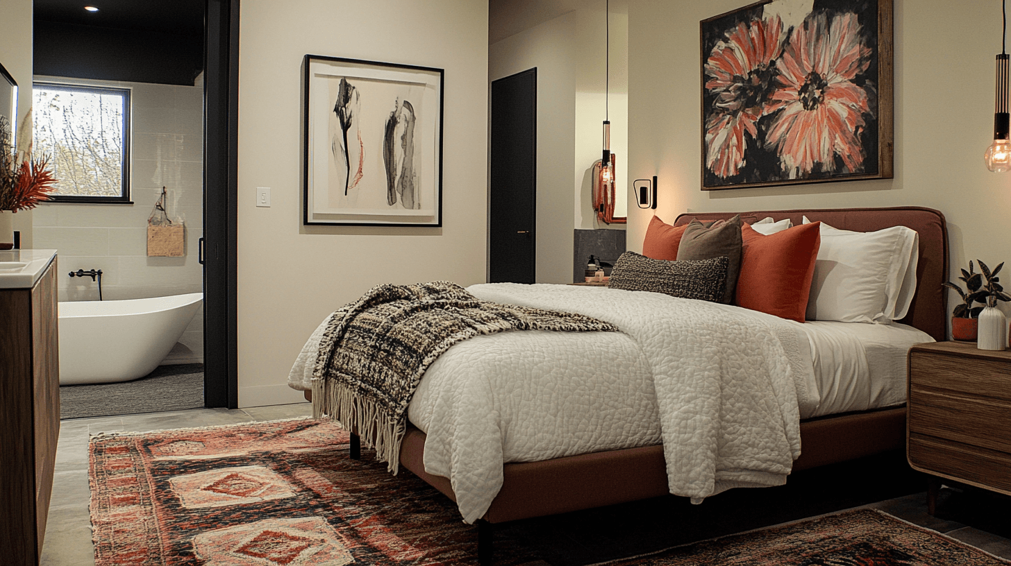 Meubles et équipements pour la chambre avec salle de bain attenante