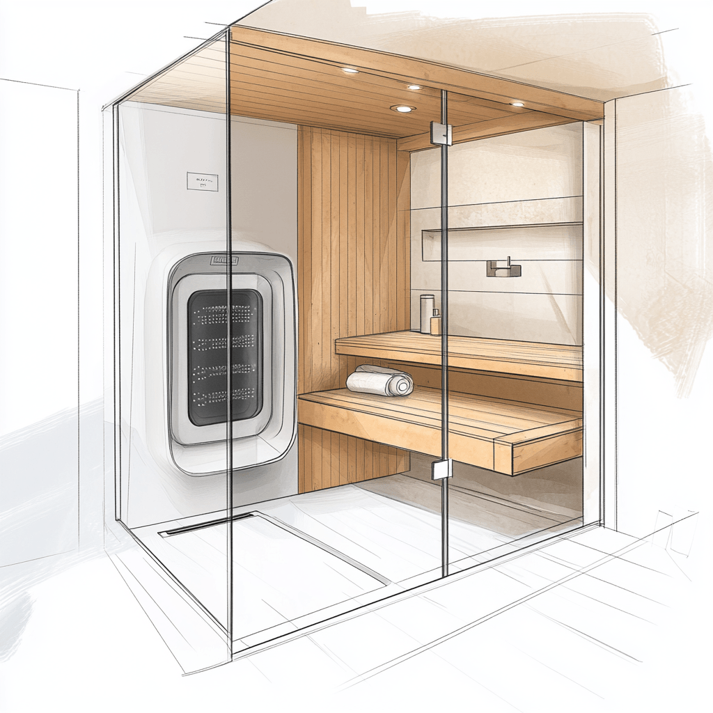 Planification et conception d'une salle de bains avec sauna intégré