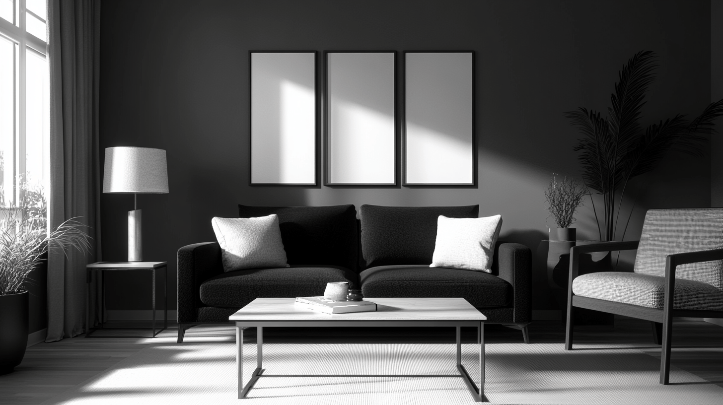 Meubles et décorations pour un concept d'habitation monochrome