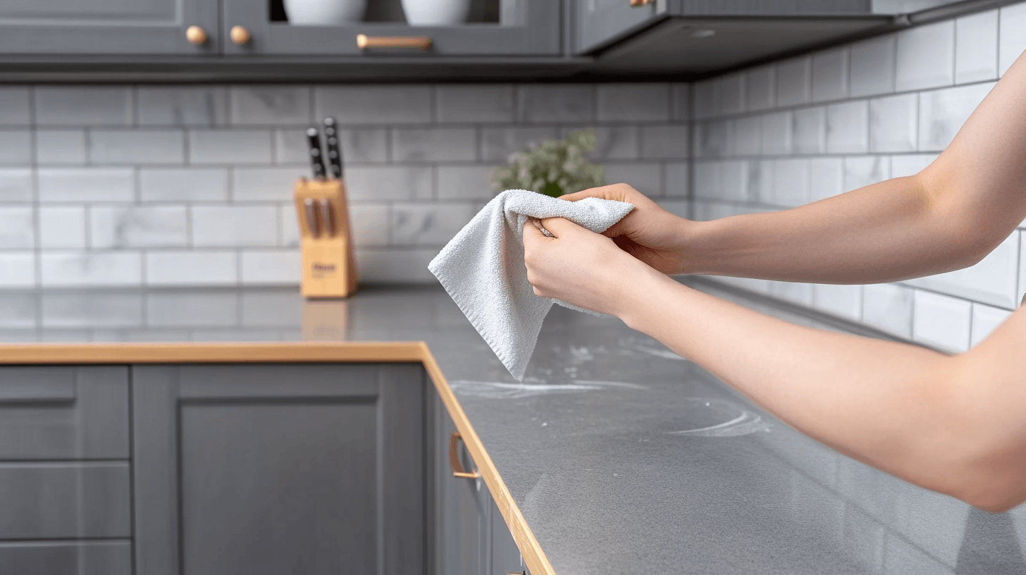 Entretien et nettoyage des façades de cuisine grises