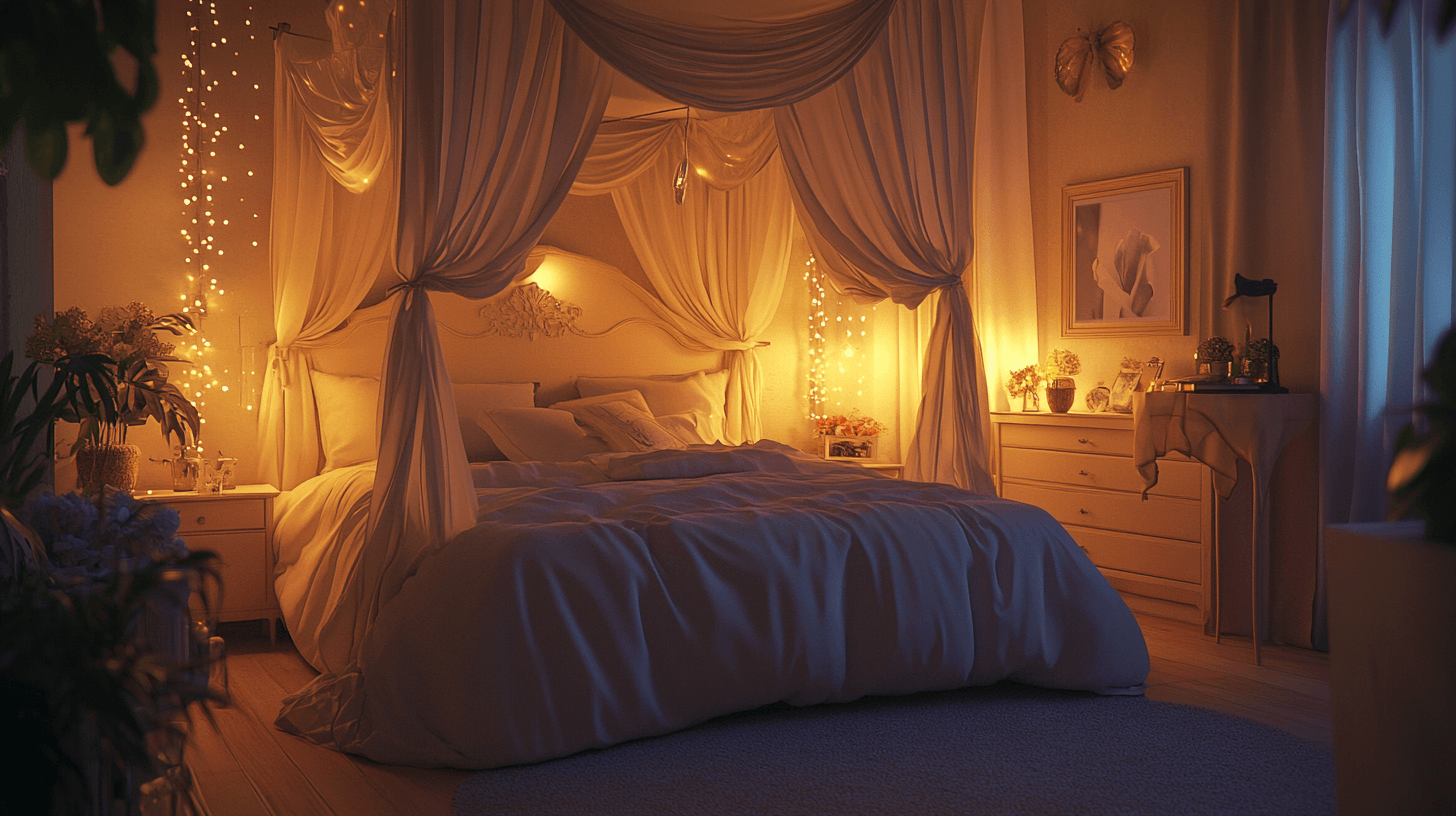 Chambre avec lit à baldaquin : Romantique et confortable