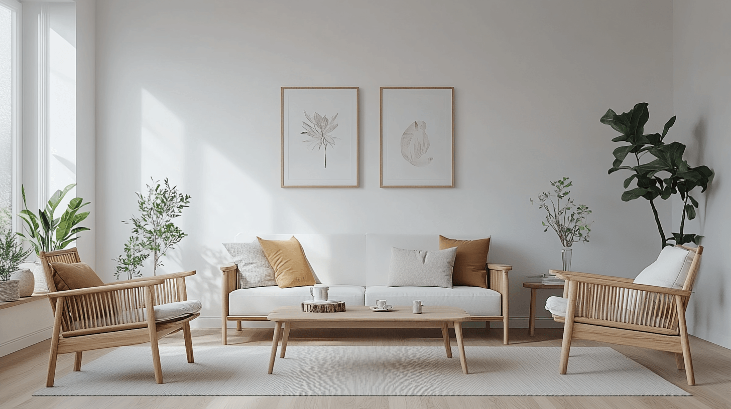 Schéma de couleurs dans le salon scandinave : Tons clairs et accents naturels