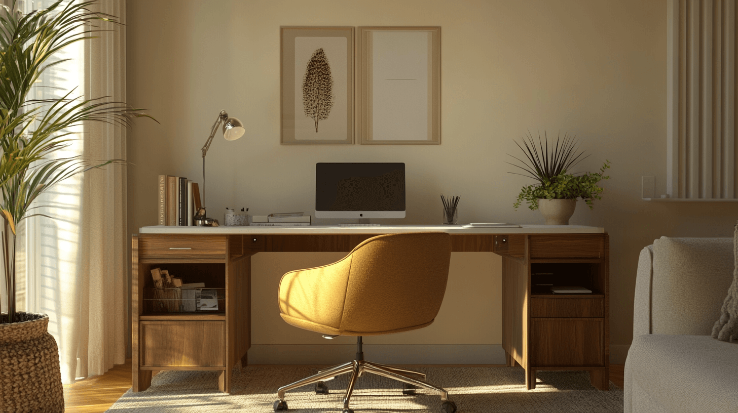 Bureau à domicile dans le salon : Un espace de travail élégant à la maison