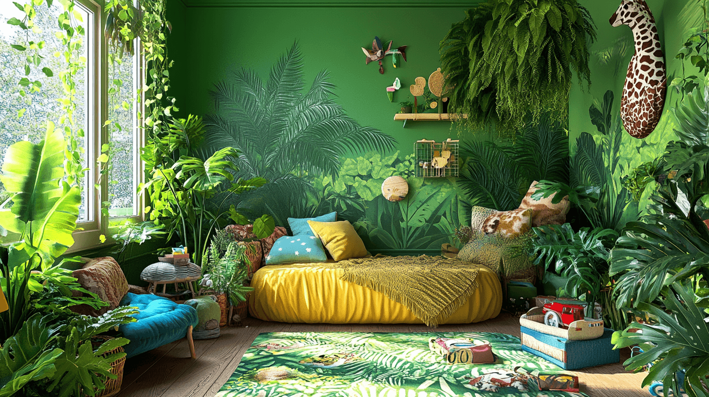 Chambre d'enfants sur le thème de la jungle : Idées créatives et colorées