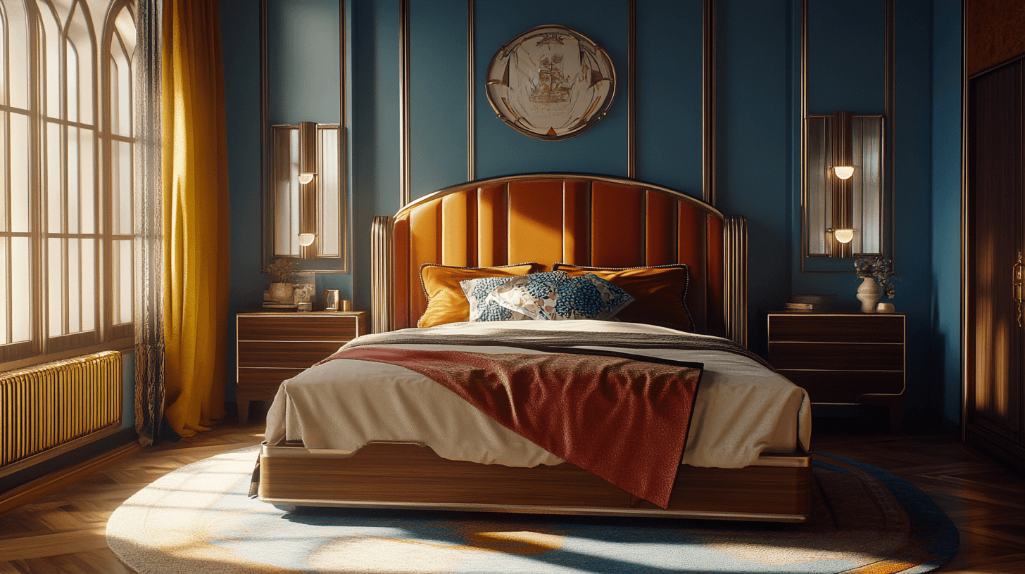 Conception des couleurs dans la chambre Art Déco : Tons vifs et matériaux nobles