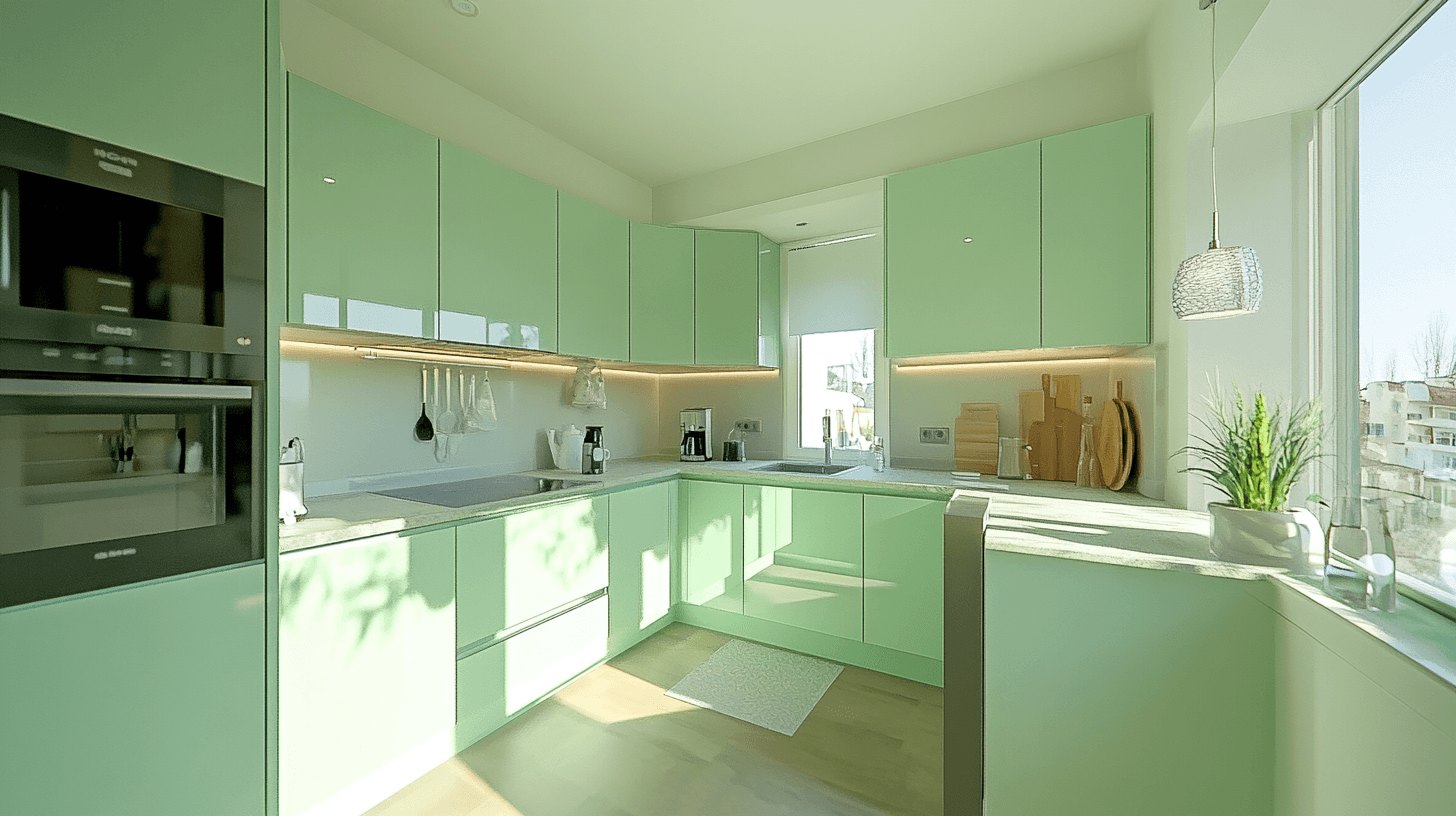 Vert menthe dans la cuisine : frais et moderne