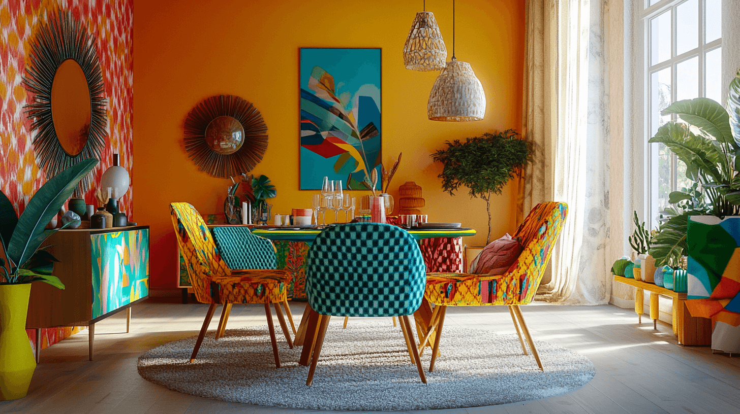 Meubles et accessoires aux couleurs vives