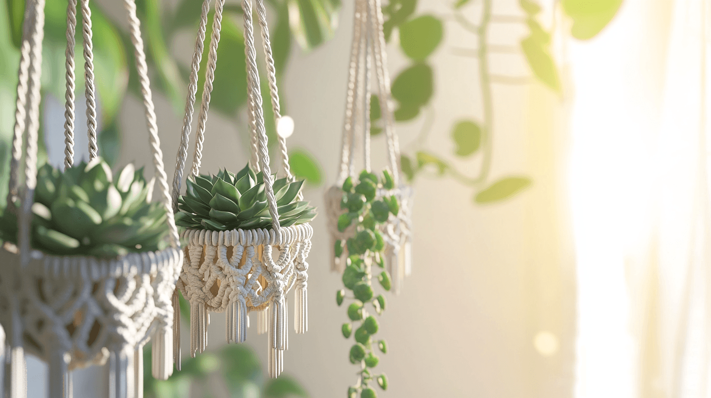 Suspensions de plantes en macramé : Créer des oasis vertes