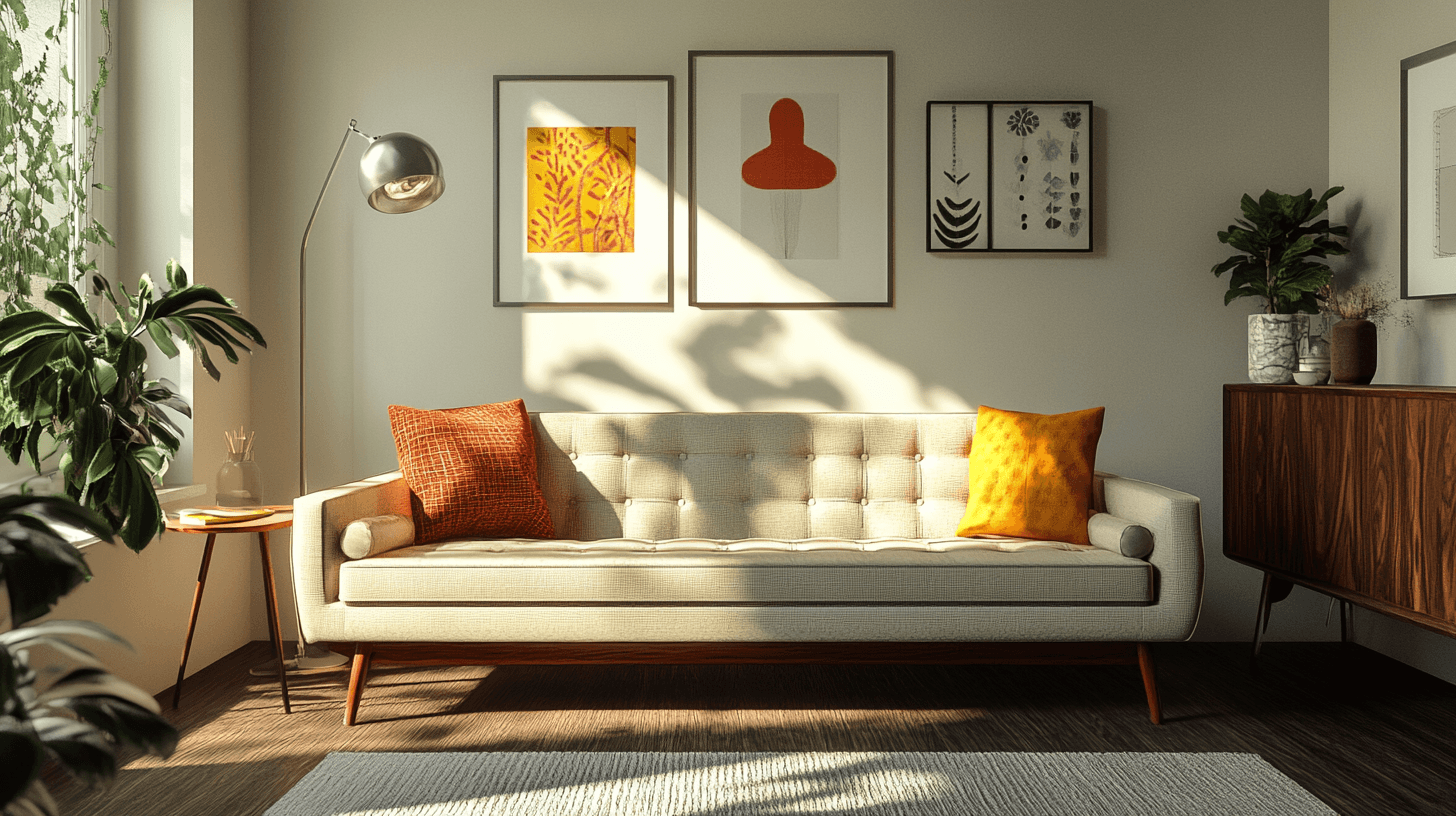 Salon avec des éléments rétro : la nostalgie rencontre le design moderne