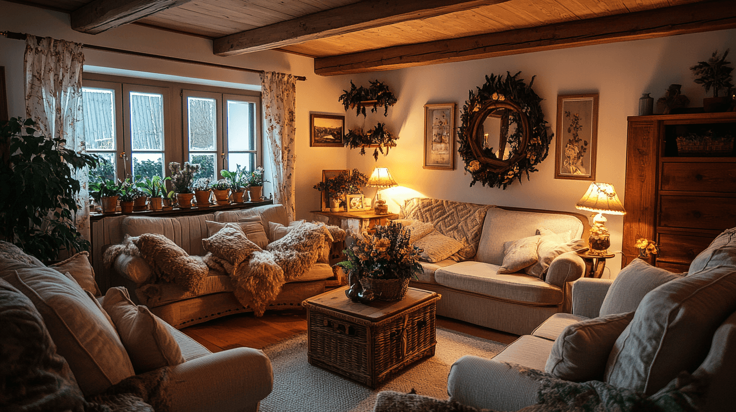 Salon de style maison de campagne : Confort rustique