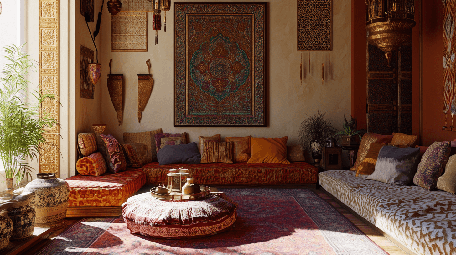 Salon avec des éléments orientaux : Accents exotiques pour la maison