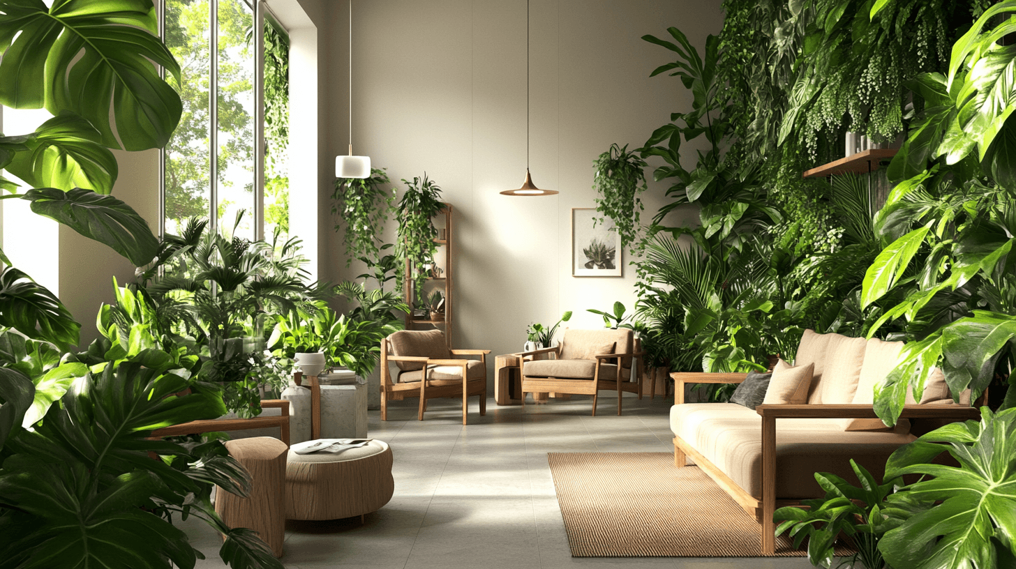 Plantes tropicales comme décoration vivante