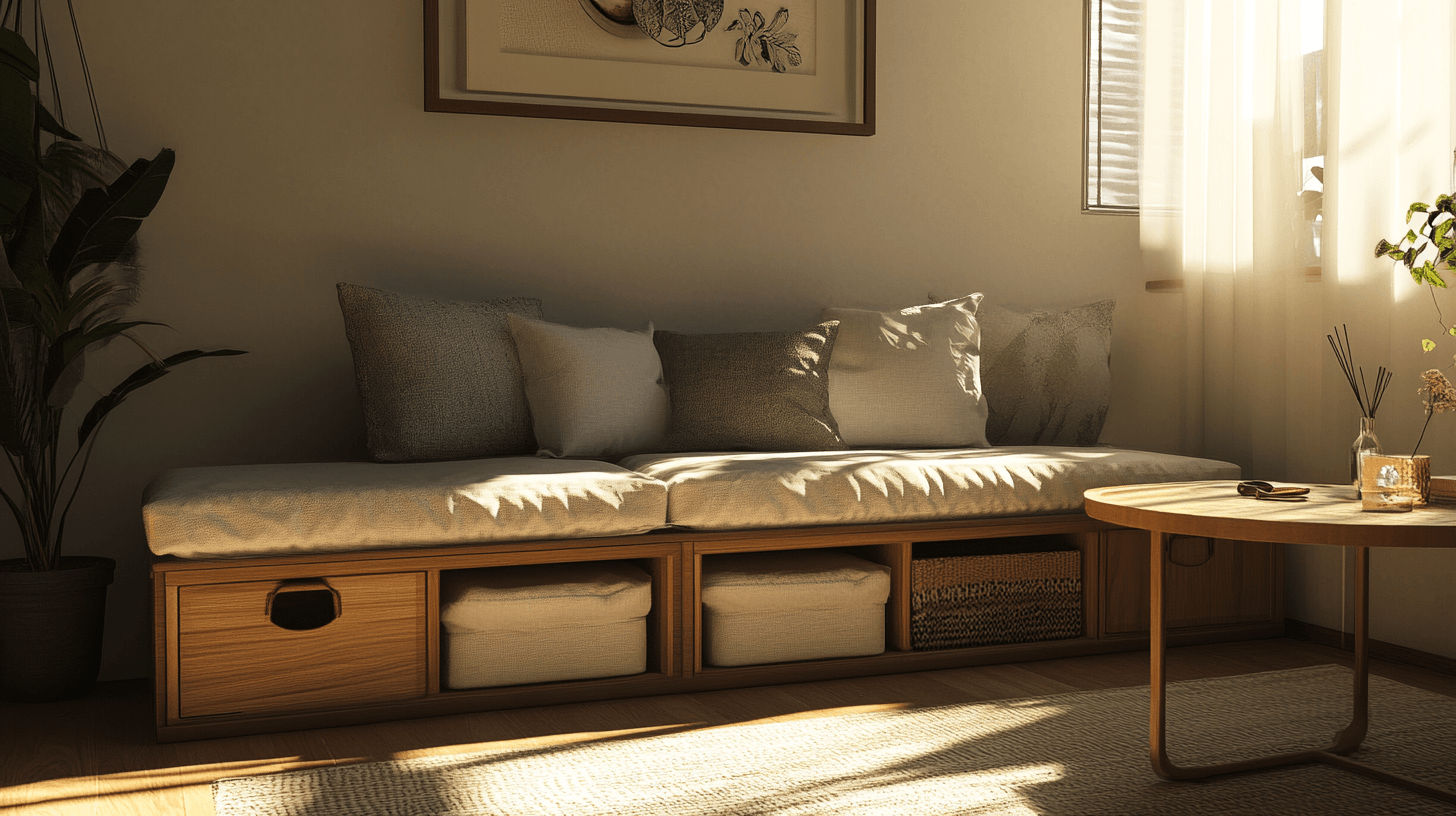 Bancs avec rangement dans le salon