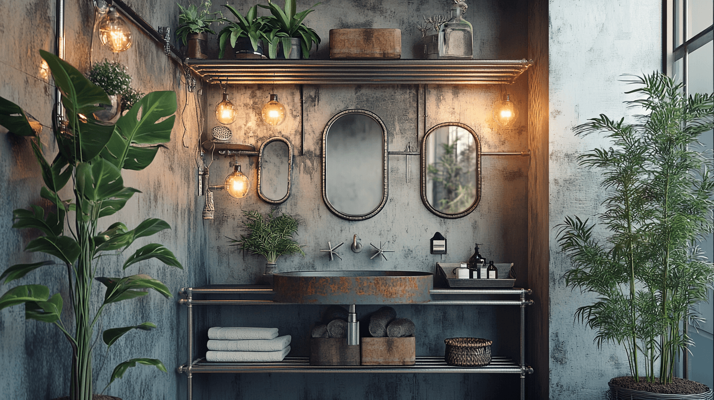 Éléments de décoration pour la salle de bain industrielle