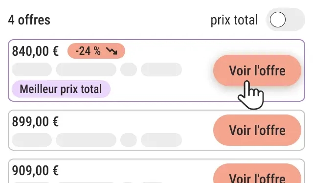 Tous les prix en un coup d’œil