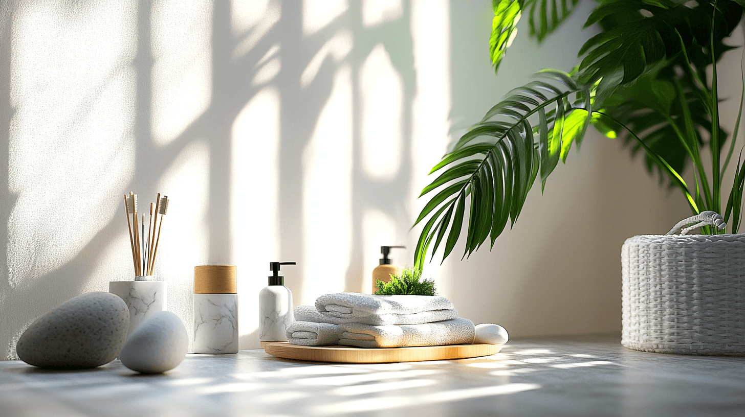 Décoration et accessoires dans la salle de bain scandinave