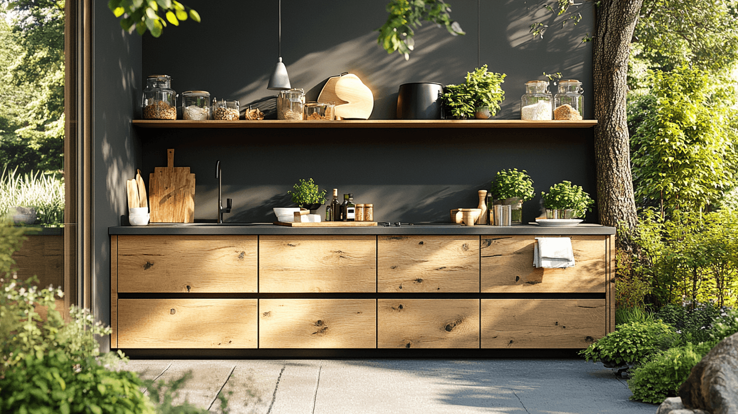 Conception et intégration de la cuisine extérieure dans le jardin