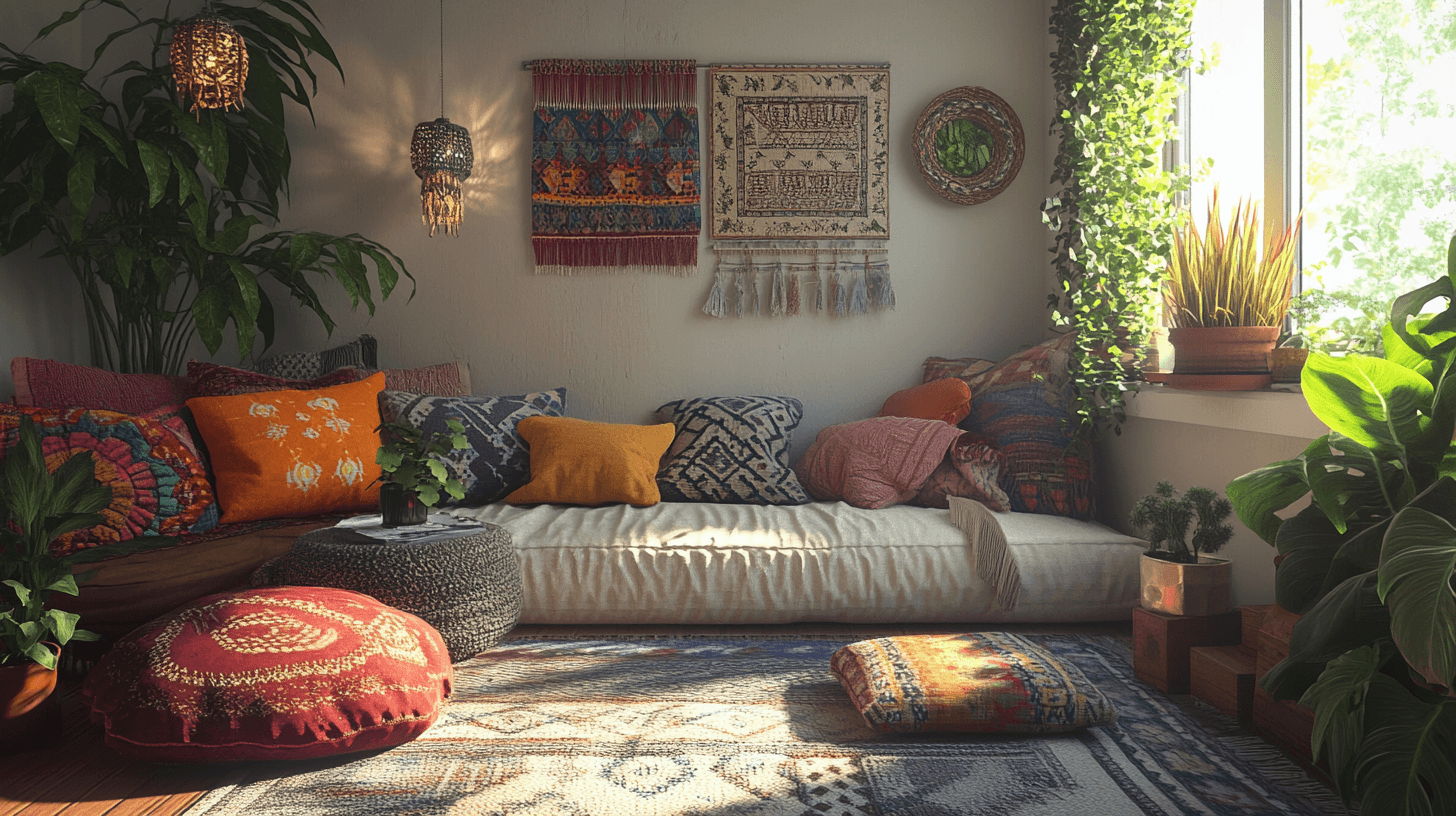 Salon de style Boho : Détendu et créatif