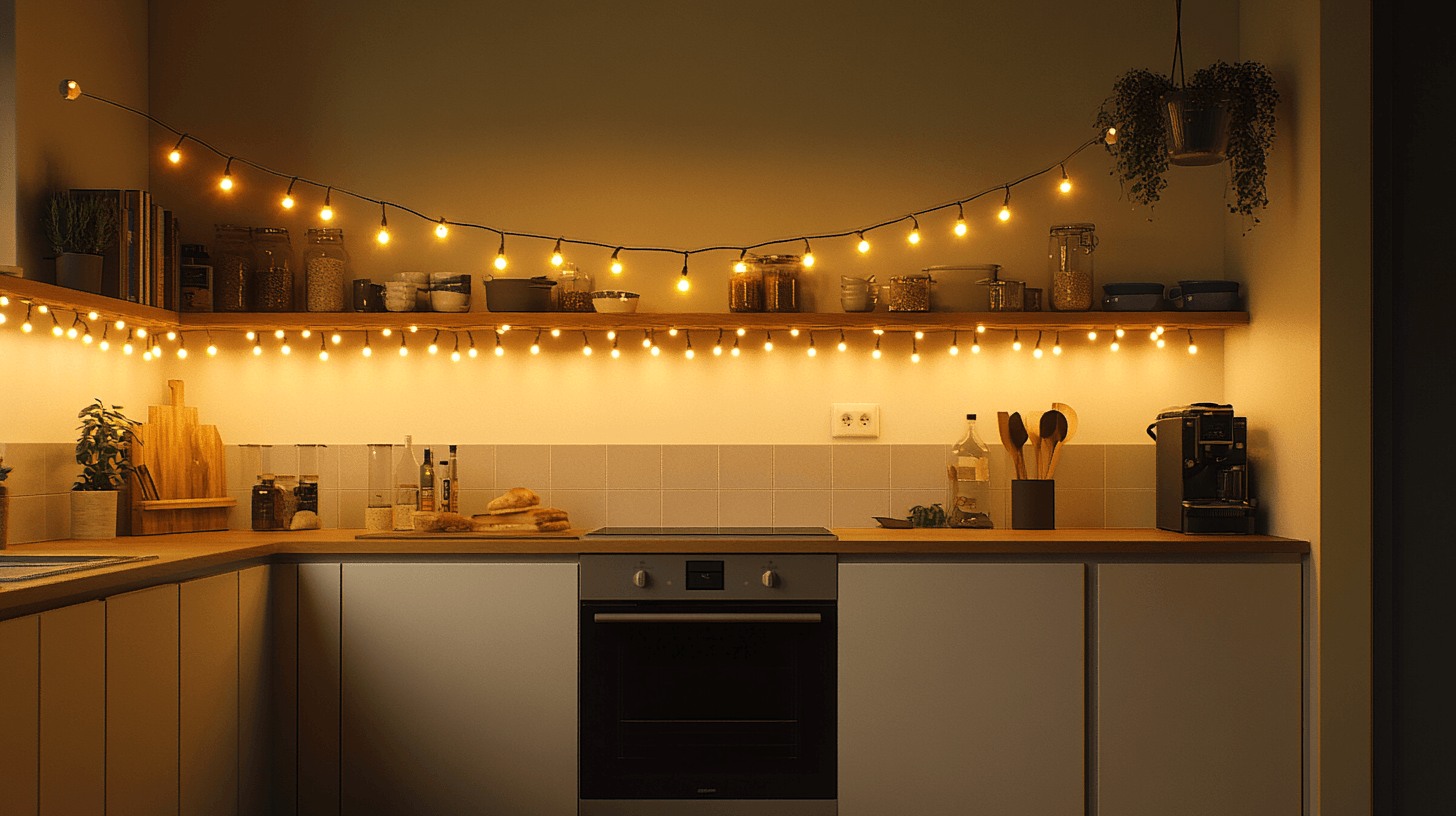 Guirlandes lumineuses dans la cuisine : fonctionnalité rencontre design