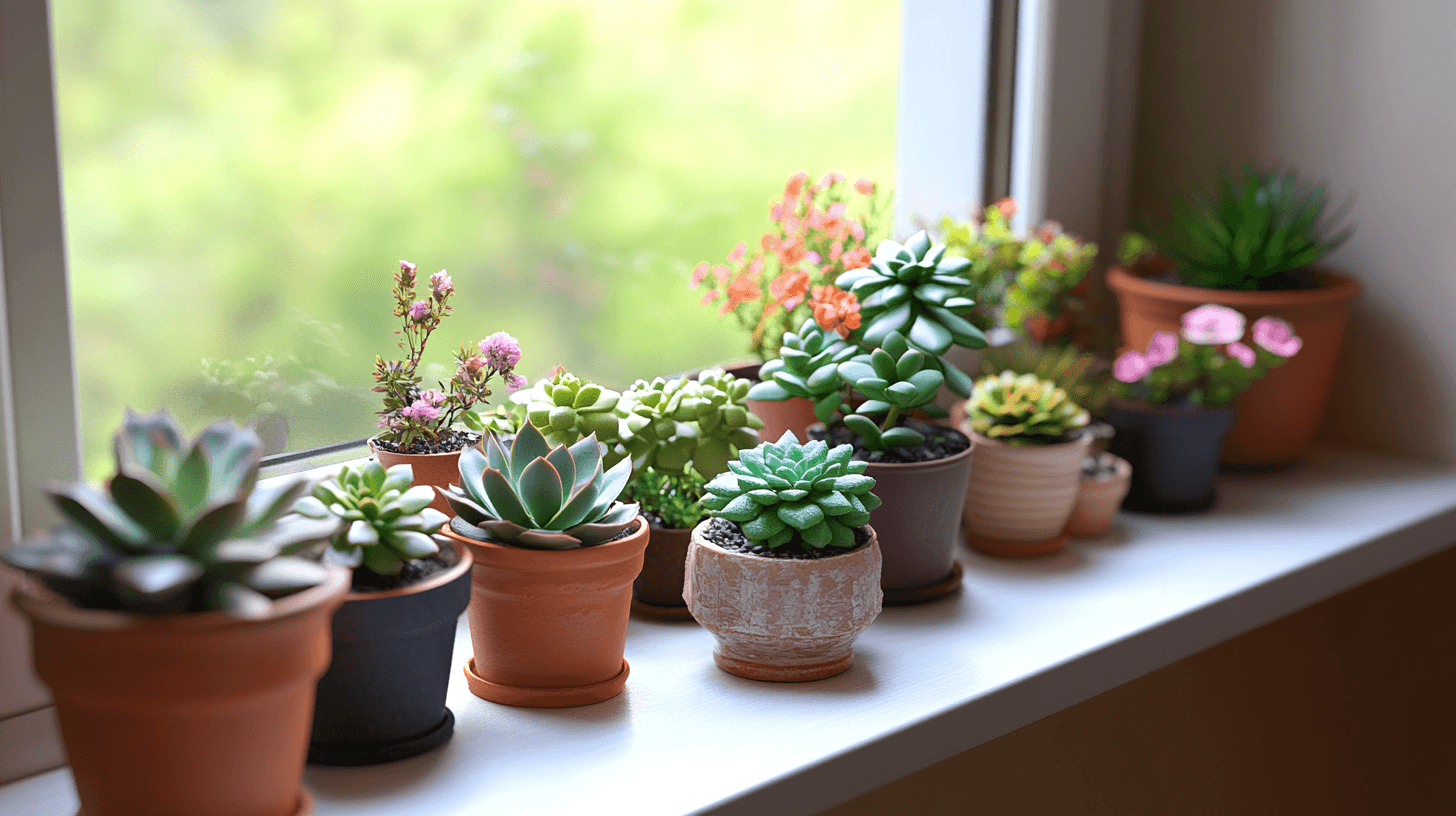 Arrangements de plantes pour le rebord de la fenêtre