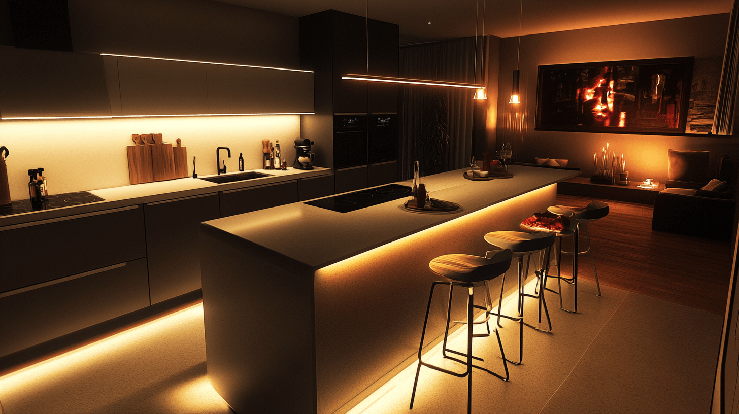 Cuisine-séjour avec bar intégré : Cuisine moderne et convivialité