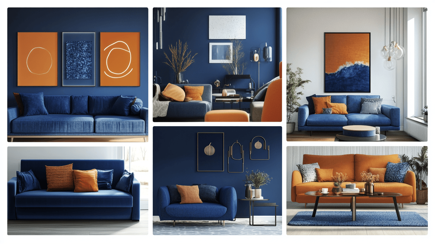 Styles de vie : Bleu et Orange dans différents styles d'aménagement