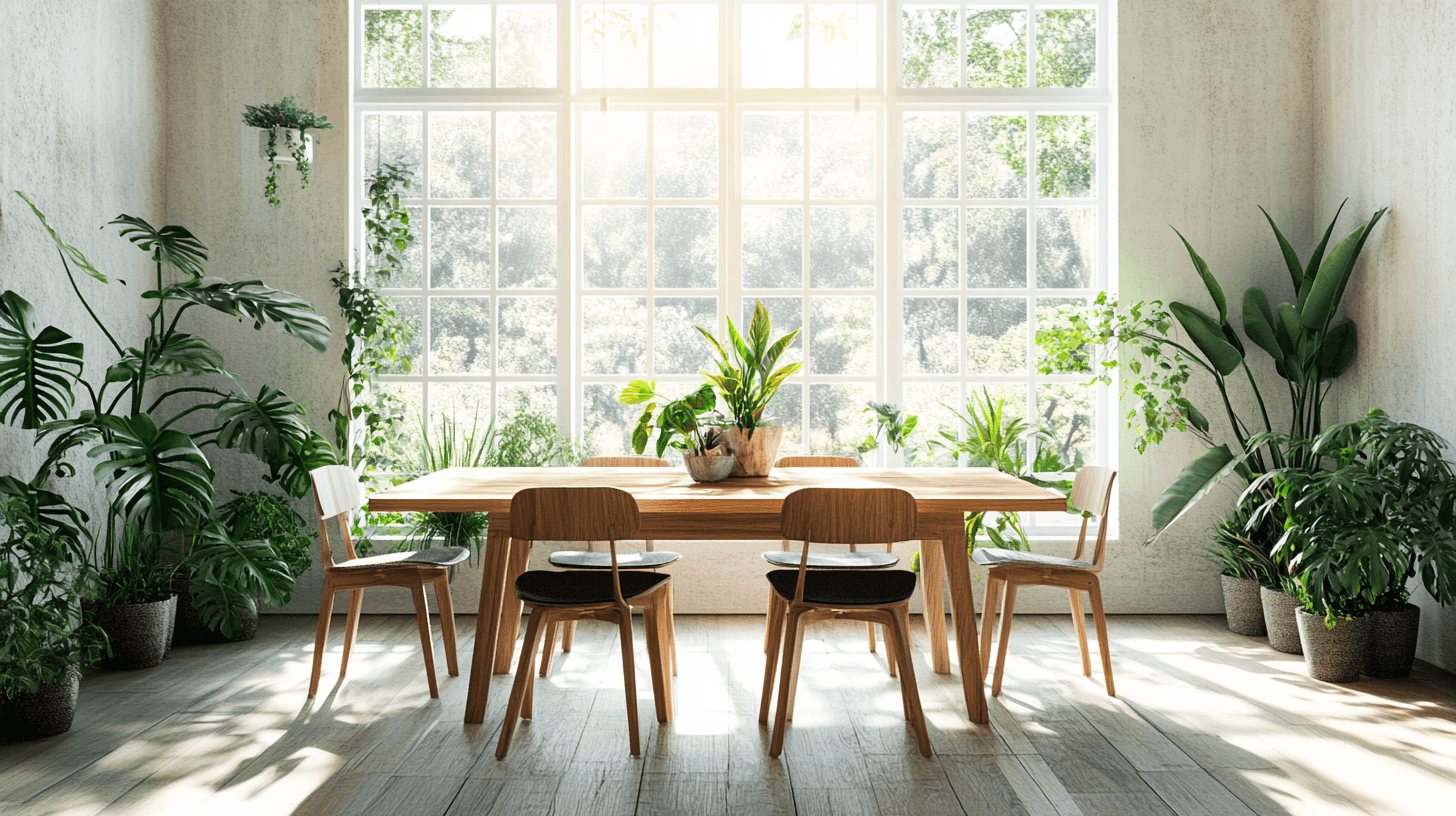 Salle à manger avec des éléments en bois : allier nature et design