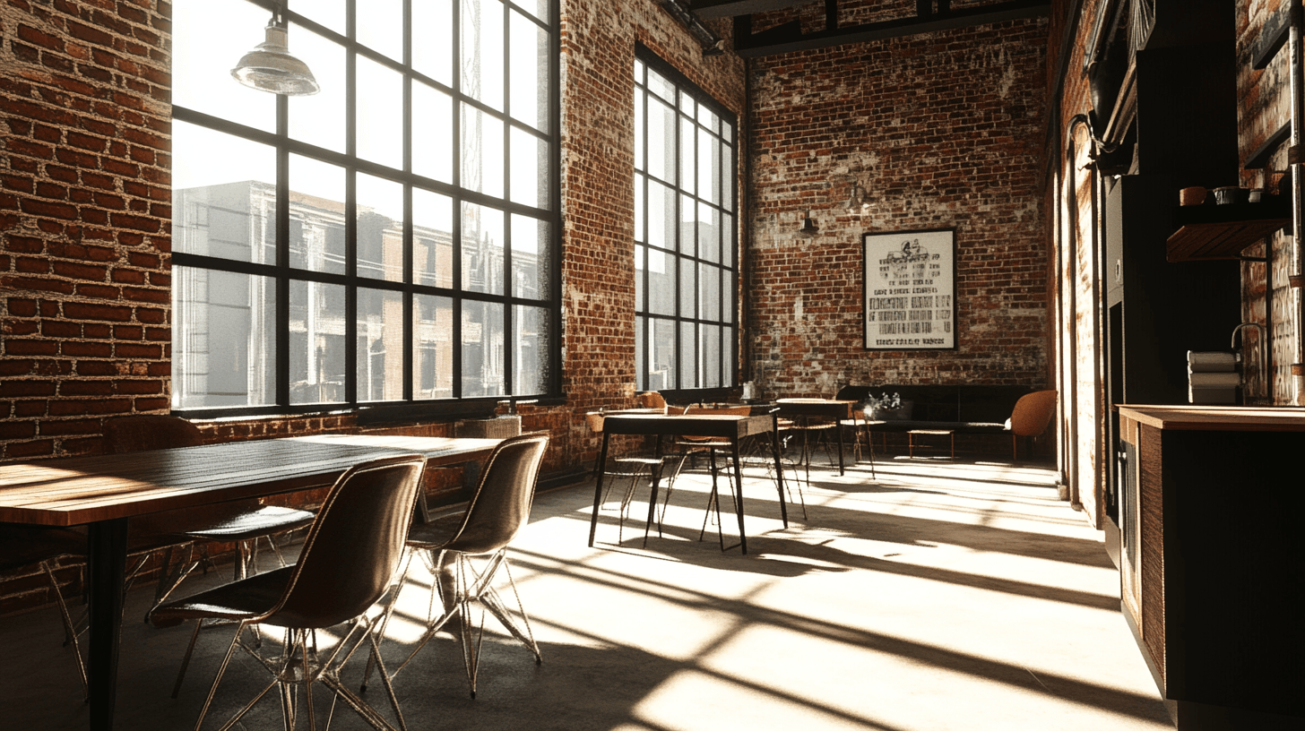Salle à manger de style loft : espace ouvert et éléments industriels