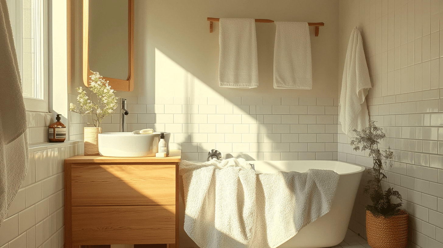 Matériaux et couleurs dans la salle de bain scandinave
