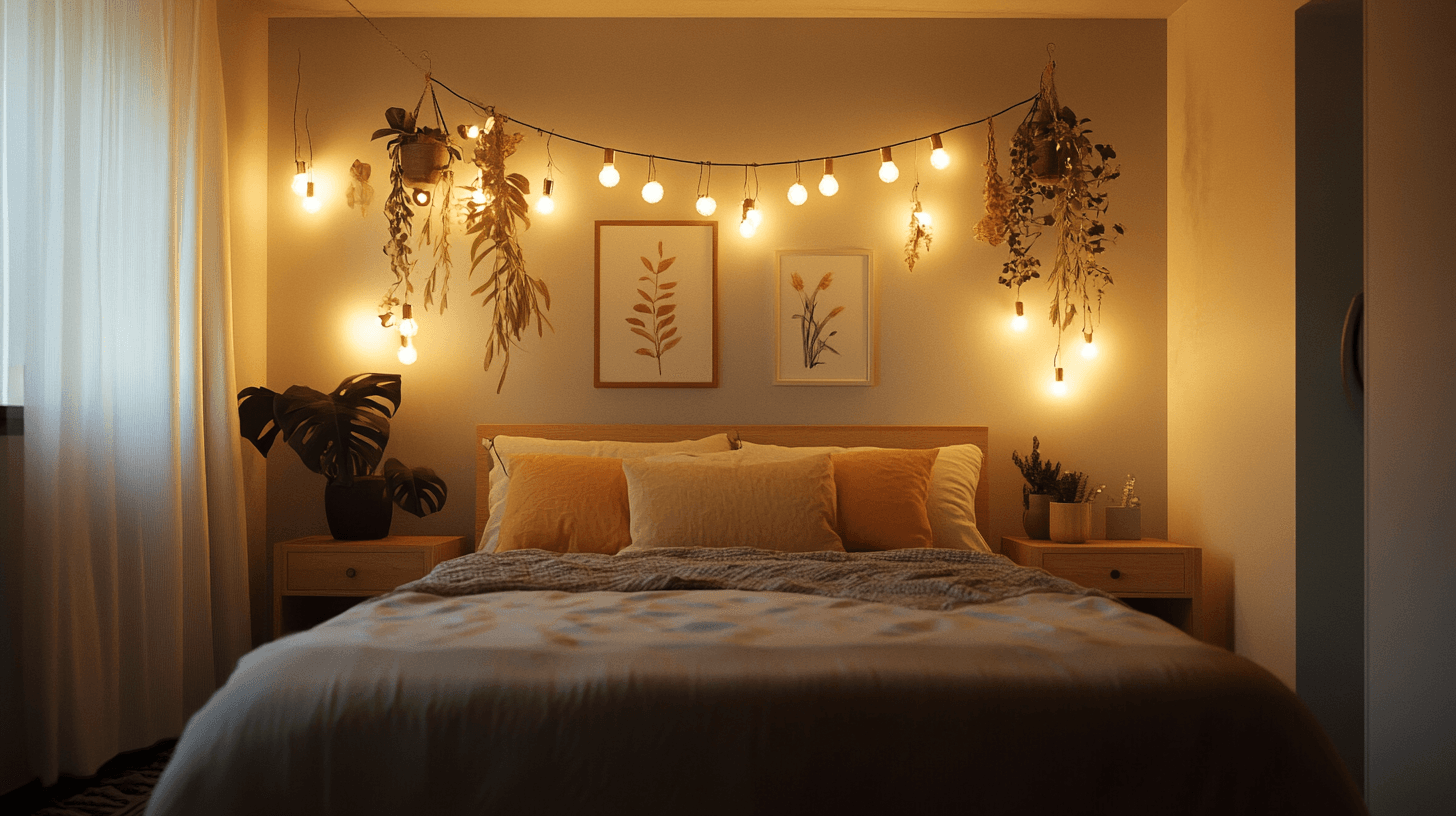 Rêves de chambre à coucher : guirlandes lumineuses pour une atmosphère détendue