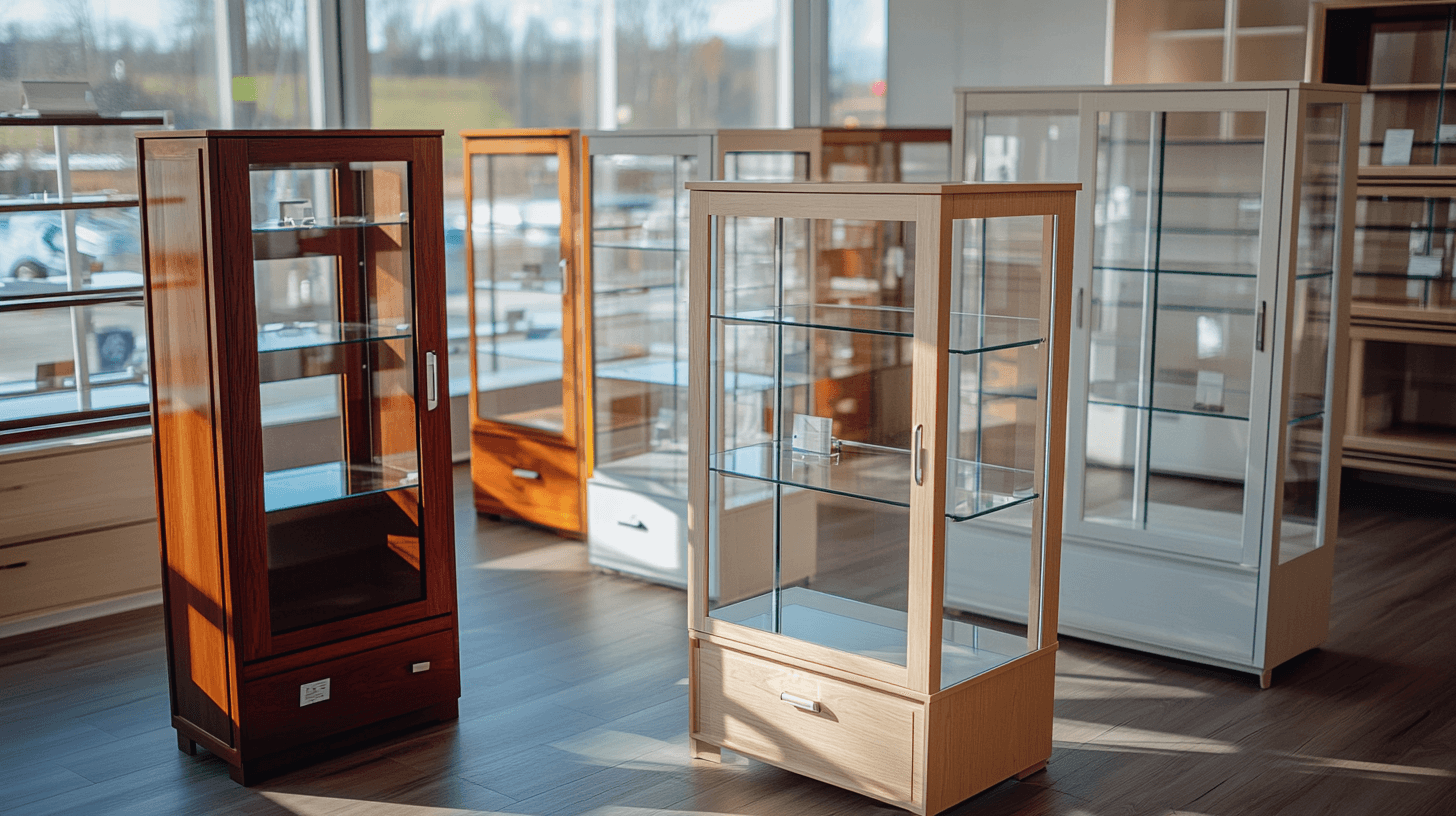 Différents types de vitrines en verre