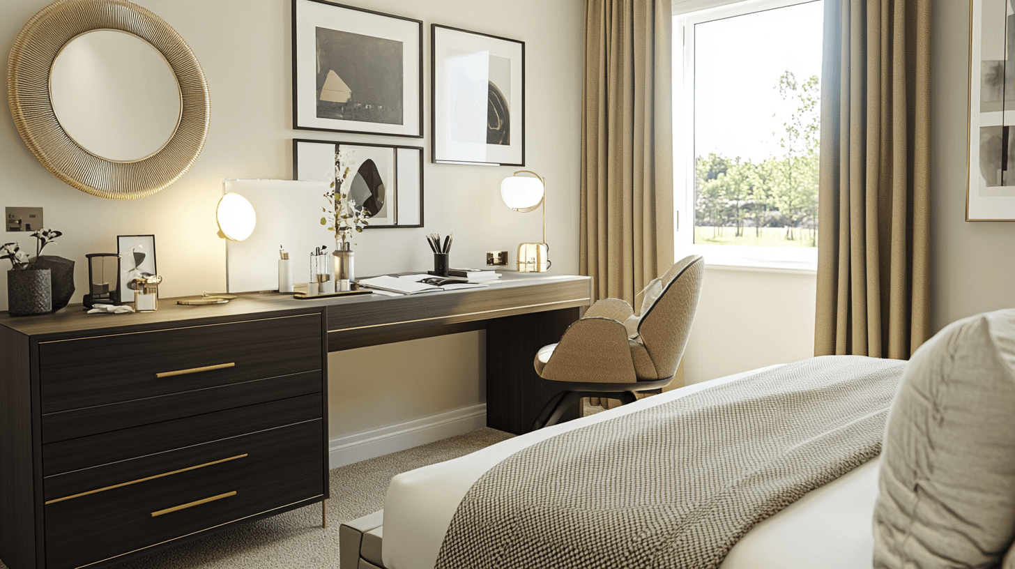Chambre à coucher avec espace de travail intégré : Fonctionnalité et design
