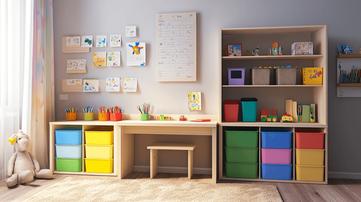 Meubles pour une chambre d'enfant créative et bien rangée